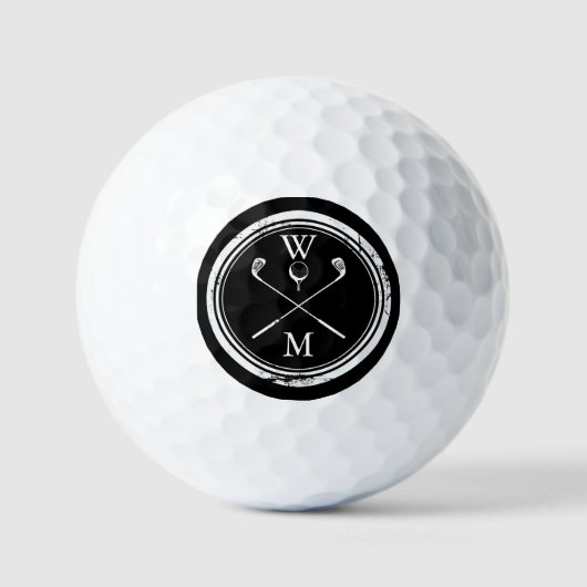 Persoonlijk Initialen Zwart en Wit Golfballen (Voorkant)