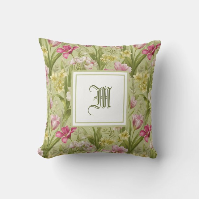 Persoonlijk Initialenlogo - Elegante Moderne Bloem Kussen (Voorkant)
