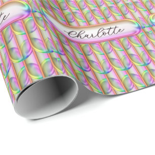 Persoonlijk Irideerend Glas Aangepaste Naam Modern Cadeaupapier