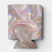 Persoonlijk Iridiserend Parel Satijn Ontwerp Blikjeskoeler (Achterkant)