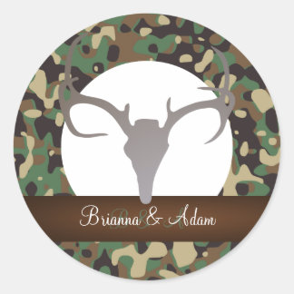 Persoonlijk jachtthema Antlers Camo Wedding Ronde Sticker