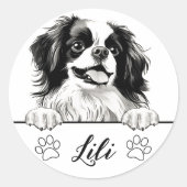 Persoonlijk Japans Chin-hond Ronde Sticker (Voorkant)