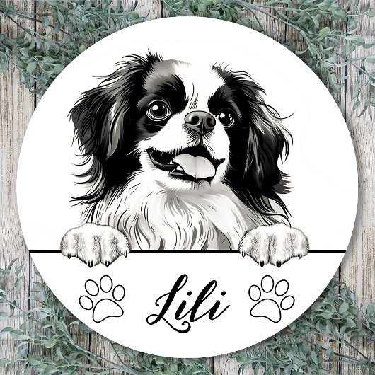 Persoonlijk Japans Chin-hond Ronde Sticker
