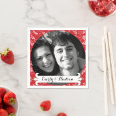 Persoonlijk je foto Red Garland Floral Wedding Servetten (Insitu)