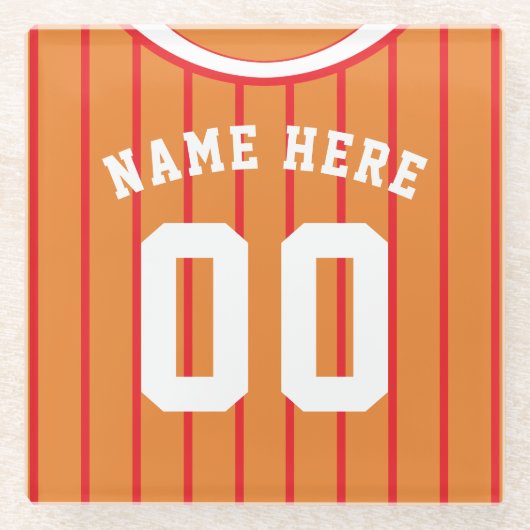 Persoonlijk Jersey Onderzetter Red Pinstripe Baseb (Voorkant)