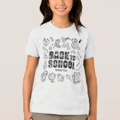Persoonlijk jongens terug naar school Doodle Tri-Blend Shirt (Voorkant)
