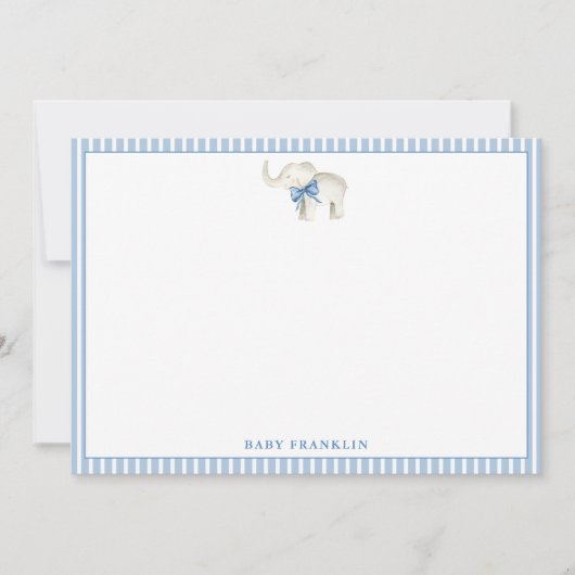 Persoonlijk jongensbriefpapier Olifant Baby Shower Bedankkaart (Voorkant)