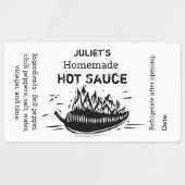 Persoonlijk Jouw naam Homemade Hot Sauce Linocut Labels (Design 2)