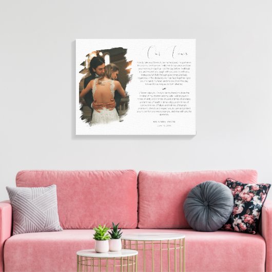Persoonlijk Jubileum Foto & Vows Canvas Afdruk (Insitu (Woonkamer))