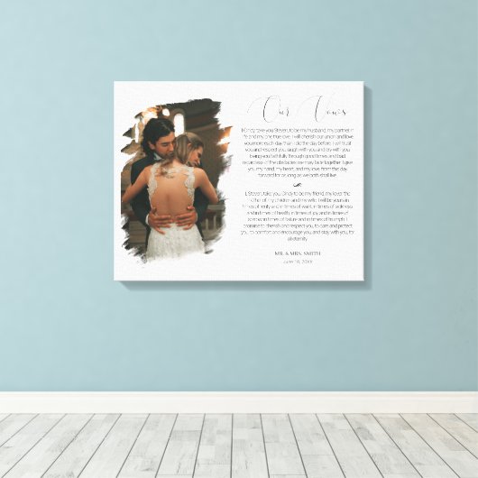 Persoonlijk Jubileum Foto & Vows Canvas Afdruk (Insitu (Houten vloer))