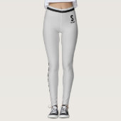 Persoonlijk jubileumdag zilver zwart monogram leggings (Voorkant)