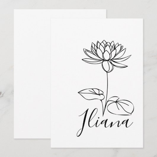 Persoonlijk juli waterlelie geboortebloem cadeau v kaart (Voorkant / Achterkant)