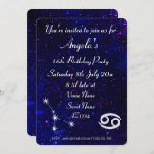 Persoonlijk Kanker-sterrenbeeld Galaxy-feest Kaart (Voorkant / Achterkant)