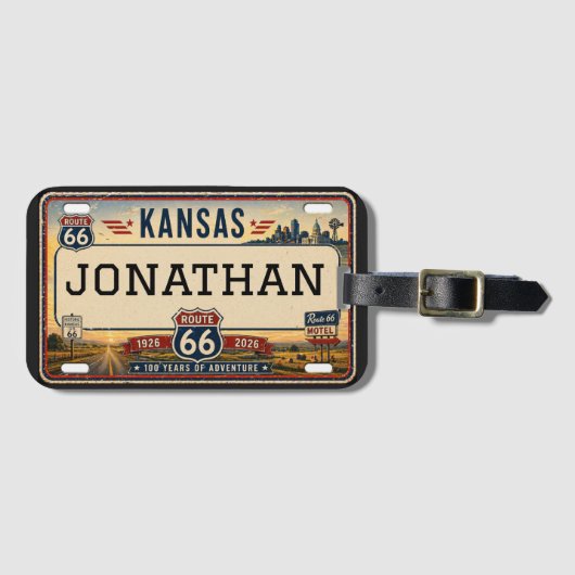 Persoonlijk Kansas Route 66-ontwerp Bagagelabel (Voorkant (horizontaal))