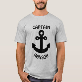 Persoonlijk Kapitein Zwart Anker T-shirt