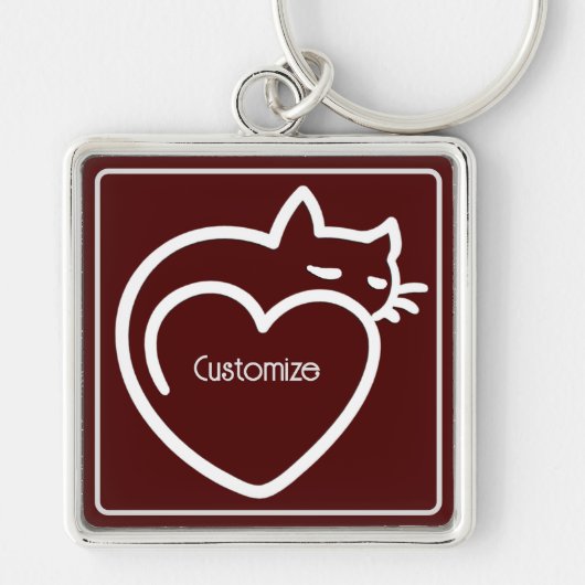 Persoonlijk Kat Liefde Wit Logo Sleutelhanger (Voorkant)