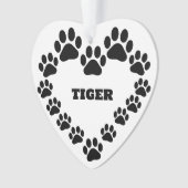 Persoonlijk Kat Pootafdruk Hart Ornament (voorkant)