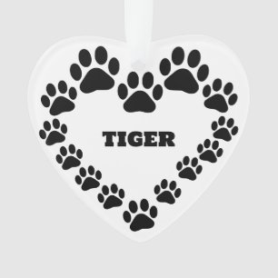 Persoonlijk Kat Pootafdruk Hart Ornament