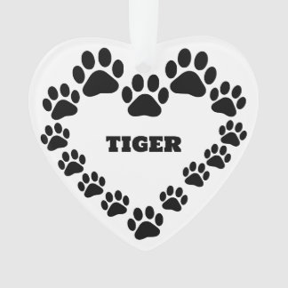 Persoonlijk Kat Pootafdruk Hart Ornament