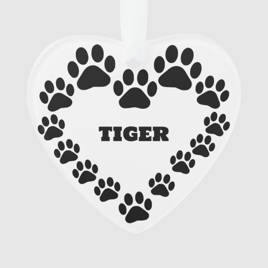 Persoonlijk Kat Pootafdruk Hart Ornament (voorkant)