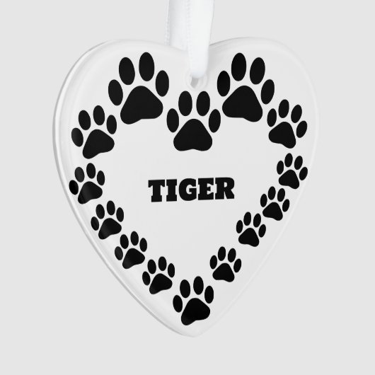 Persoonlijk Kat Pootafdruk Hart Ornament (voorkant)