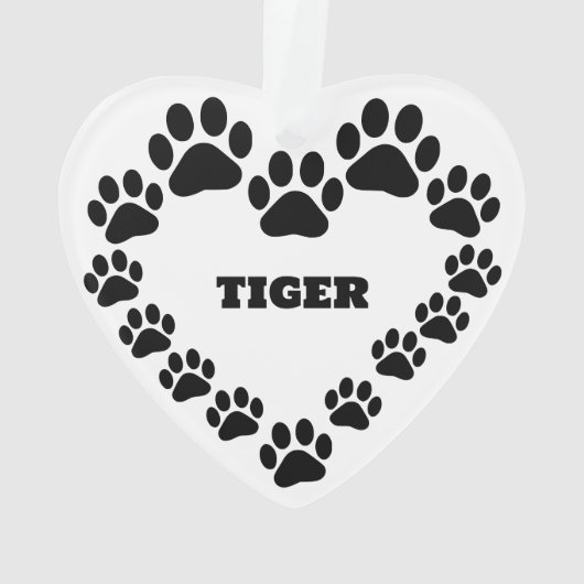 Persoonlijk Kat Pootafdruk Hart Ornament (achterkant)