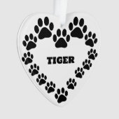 Persoonlijk Katpootafdruk Hart Ornament (voorkant)