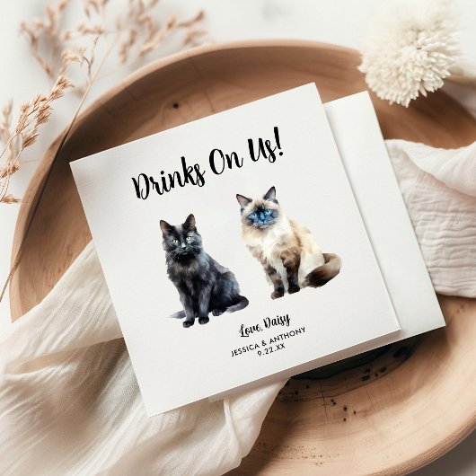 Persoonlijk kattenhuwelijk servet