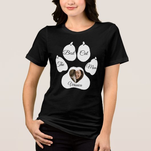 Persoonlijk kattenmoeder foto T-shirt – eigen naam (Voorkant)