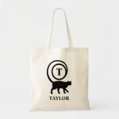 Persoonlijk kattenmonogram met naam voor kattenlie tote bag (Voorkant)