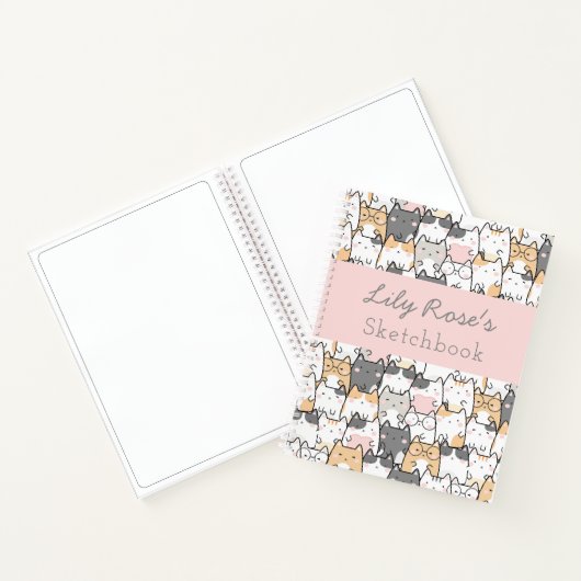 Persoonlijk kattenpatroon schetsboek met een leuk  notitieboek (Binnen)