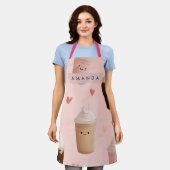 Persoonlijk Kawaii IJskoffiepatroon Schort (Gedragen)