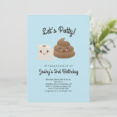 Persoonlijk Kawaii Poep & TP (Toiletpapier) Feestj Kaart (Staand voorkant)