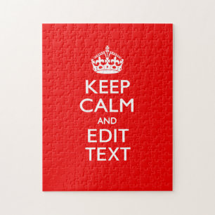 Persoonlijk Keep Calm En Bewerk Tekst Rode Decorat Legpuzzel