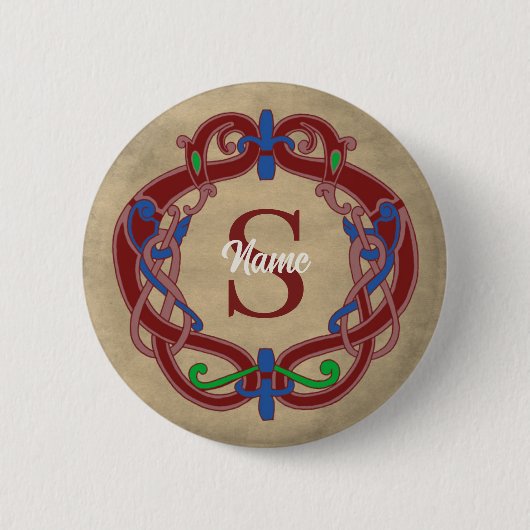 Persoonlijk Keltisch Ontwerp met Initiaal Monogram Ronde Button 5,7 Cm (Voorkant)