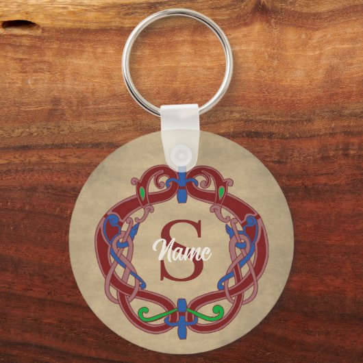 Persoonlijk Keltisch ontwerp met initiaal monogram Sleutelhanger (Voorkant)