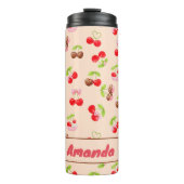 Persoonlijk kersen dessertpatroon Cute naam Thermosbeker (Voorkant)