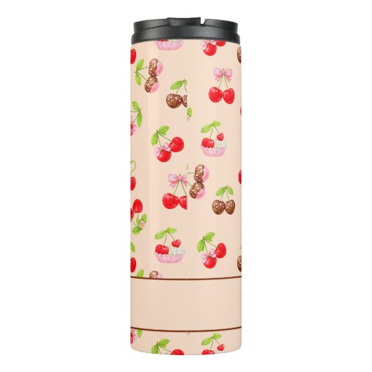 Persoonlijk kersen dessertpatroon Cute naam Thermosbeker (Achterkant)