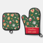 Persoonlijk Kerst Bakpatroon Ovenwant & Pannenlap Set (Voorkant)