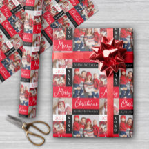 Persoonlijk Kerst Foto Collage Inpakpapier