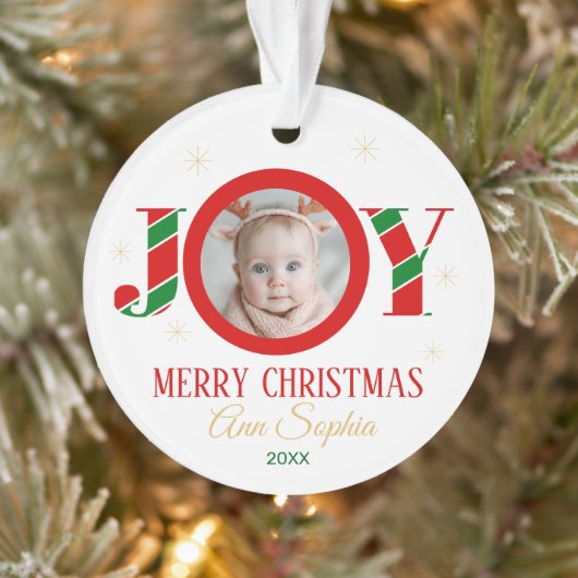 Persoonlijk Kerst-foto met 'Joy' Ornament (Boom)