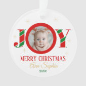 Persoonlijk Kerst-foto met 'Joy' Ornament (voorkant)