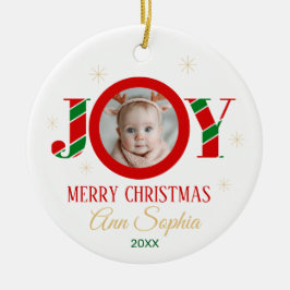 Persoonlijk Kerst-foto met vreugde Keramisch Ornament