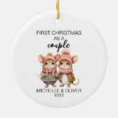Persoonlijk Kerst Muis Koppel Keramisch Ornament (Achterkant)