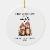 Persoonlijk Kerst Otter Koppel Keramisch Ornament (Achterkant)