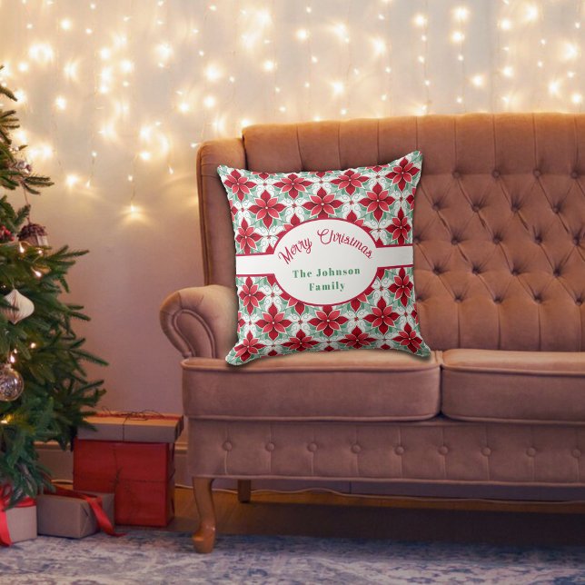 Persoonlijk kerst poinsettia patroon kussen (Creator heeft geüpload)