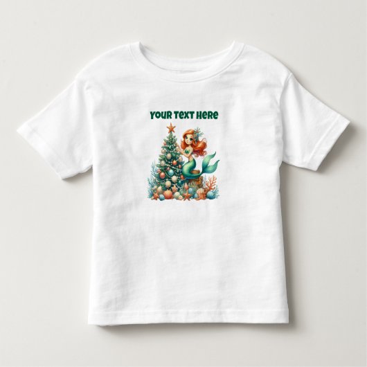 Persoonlijk Kerst Zeemeermin T-shirt voor Peuters (Voorkant)