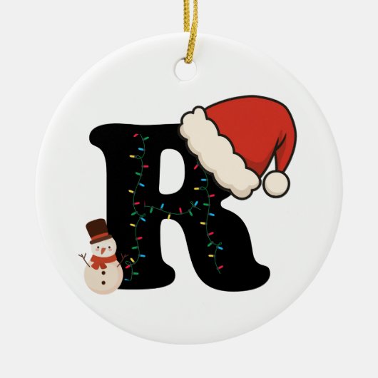 Persoonlijk Kerstalfabet R Keramisch Ornament (Voorkant)