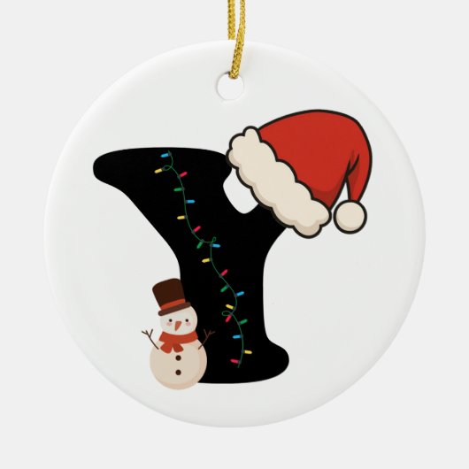 Persoonlijk Kerstalfabet Y Keramisch Ornament (Voorkant)