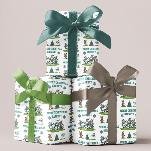 Persoonlijk kerstbalvoetbal inpakpapier vellen